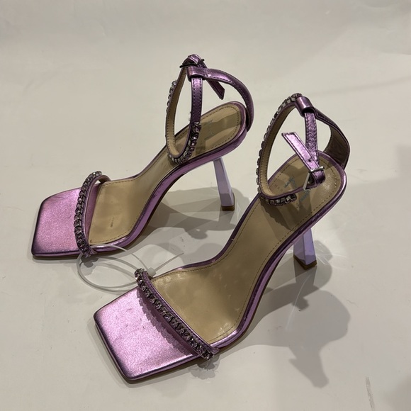 Marc Fisher NWT Karima Heel Stone Square Toe Strap Sandals. Light Purple,no box. - Picture 7 of 13